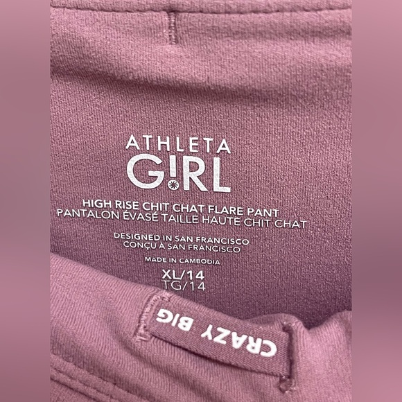 Athletic Girl Flare Pants Sz 14 Pink Pull On HIGH RISE - Picture 4 of 7